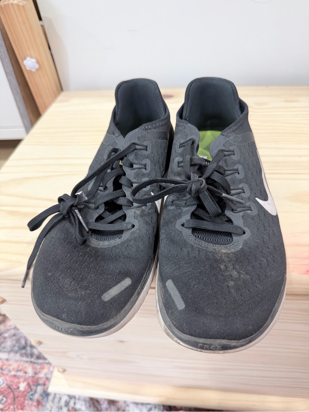 Nike Womens Black Sneakers with White Swoosh